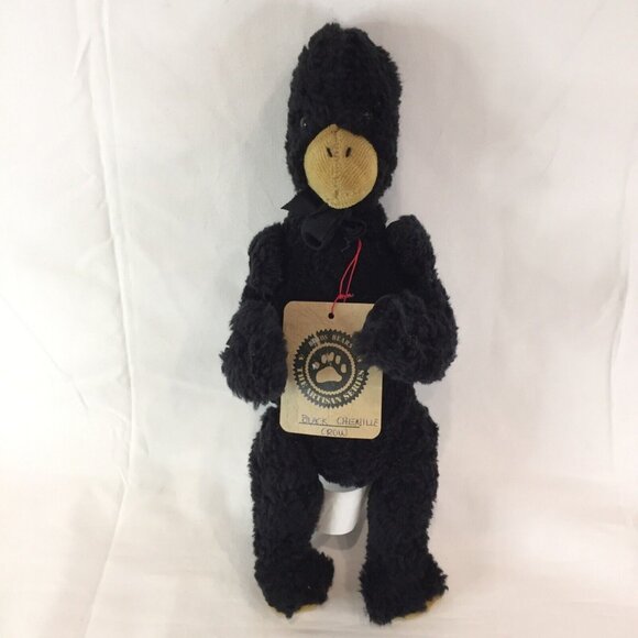 BLACK CROW  BOYDS BEARS Artisan Collection Bird Plush Stuffed Chenille Crow - Picture 1 of 10